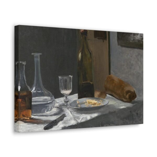 Still Life with Bottle, Carafe, Bread, and Wine - Claude Monet c1862-63